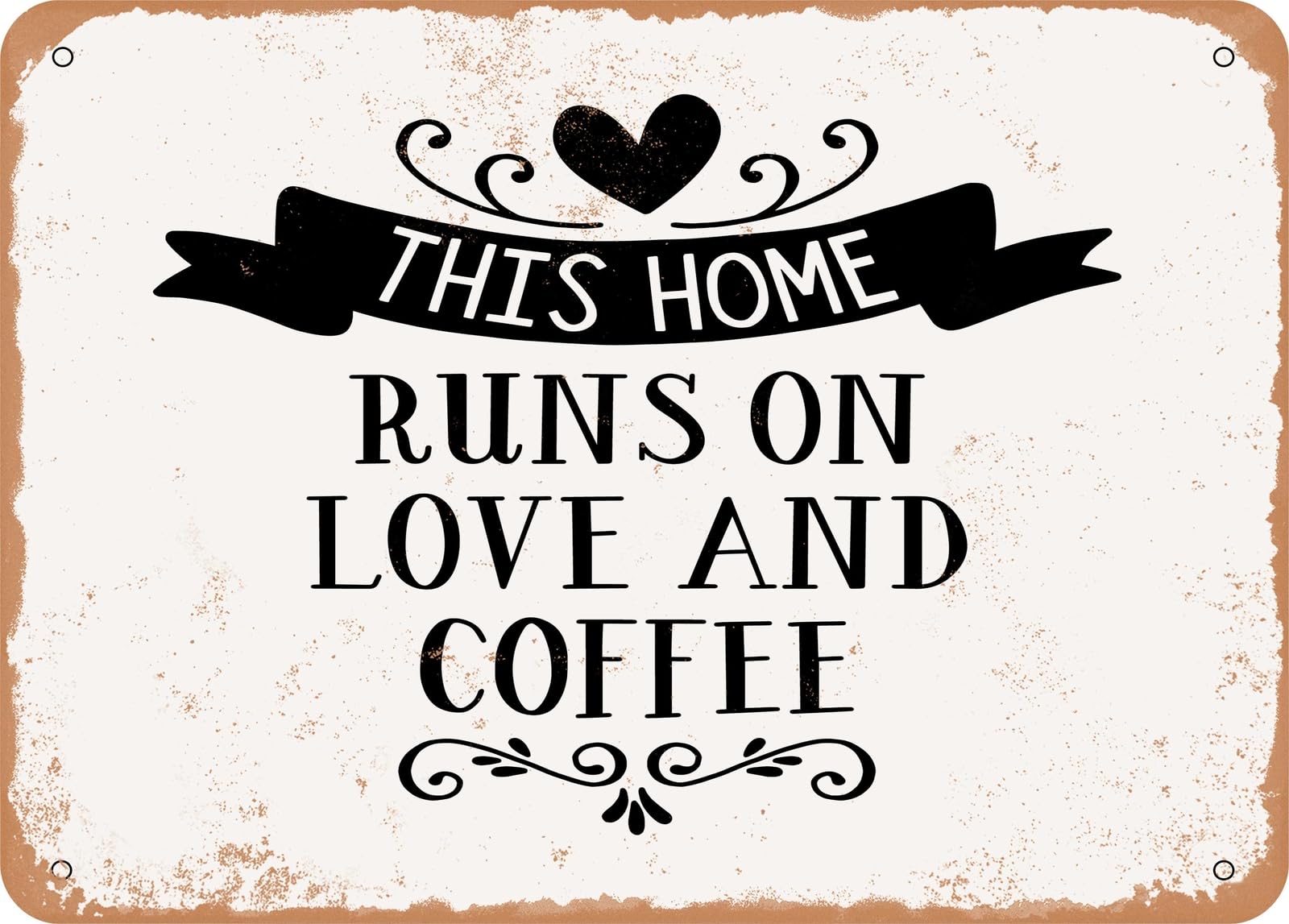 Miaomansenstore Metal Sign - This Home Runs On Love And Coffee - 2 - Vintage Look Sign Home Decor