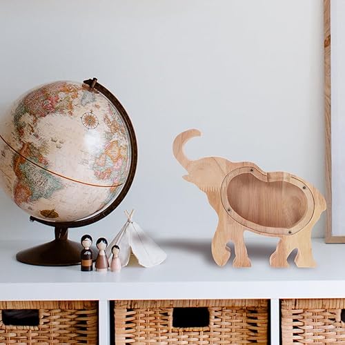 Miniatura 4 de STOBOK Alcancía de madera caja de dinero de animales caja de dinero transparente regalo de cumpleaños de Navidad decoración del hogar para niños y