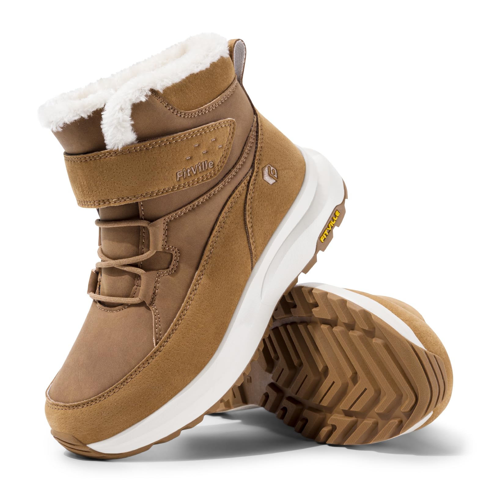FitVille Damen Winterstiefel Extra Weit Winterschuhe Warm Gefütterte Kurzschaft Stiefel Rutschfeste Boots