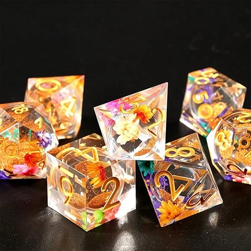 Miniatura 10 de GuanShuo DND - Juego de dados de resina de metal poliédrico D&D, juego de dados de resina de metal poliédrico, adecuado para juegos de rol, RPG