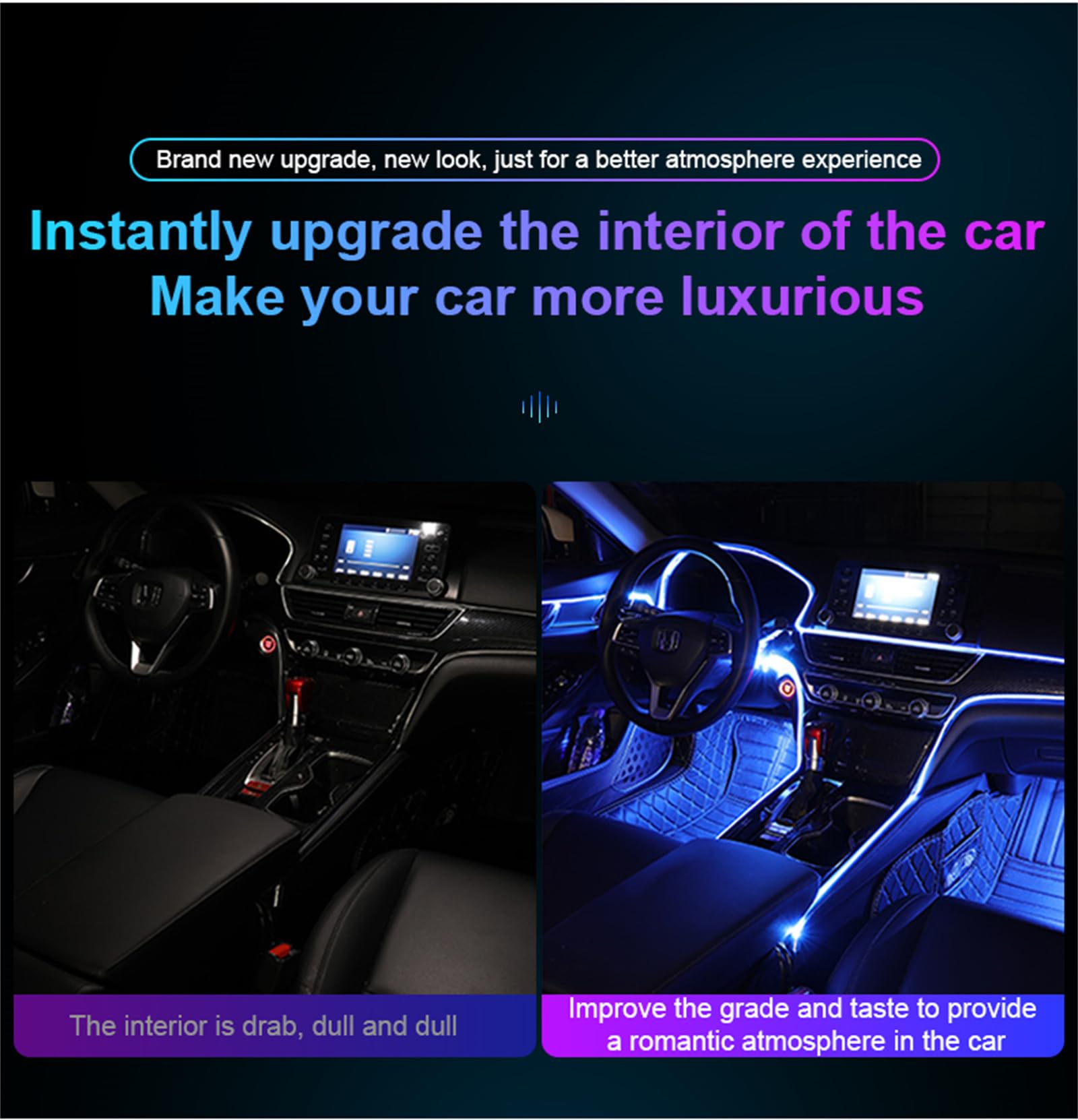 Control De Aplicación De Tira De Luz LED Ambiental para Automóvil, RGB Symphony Color 620 LED Kits De Iluminación Ambiental De Fibra Óptica,18 in 1