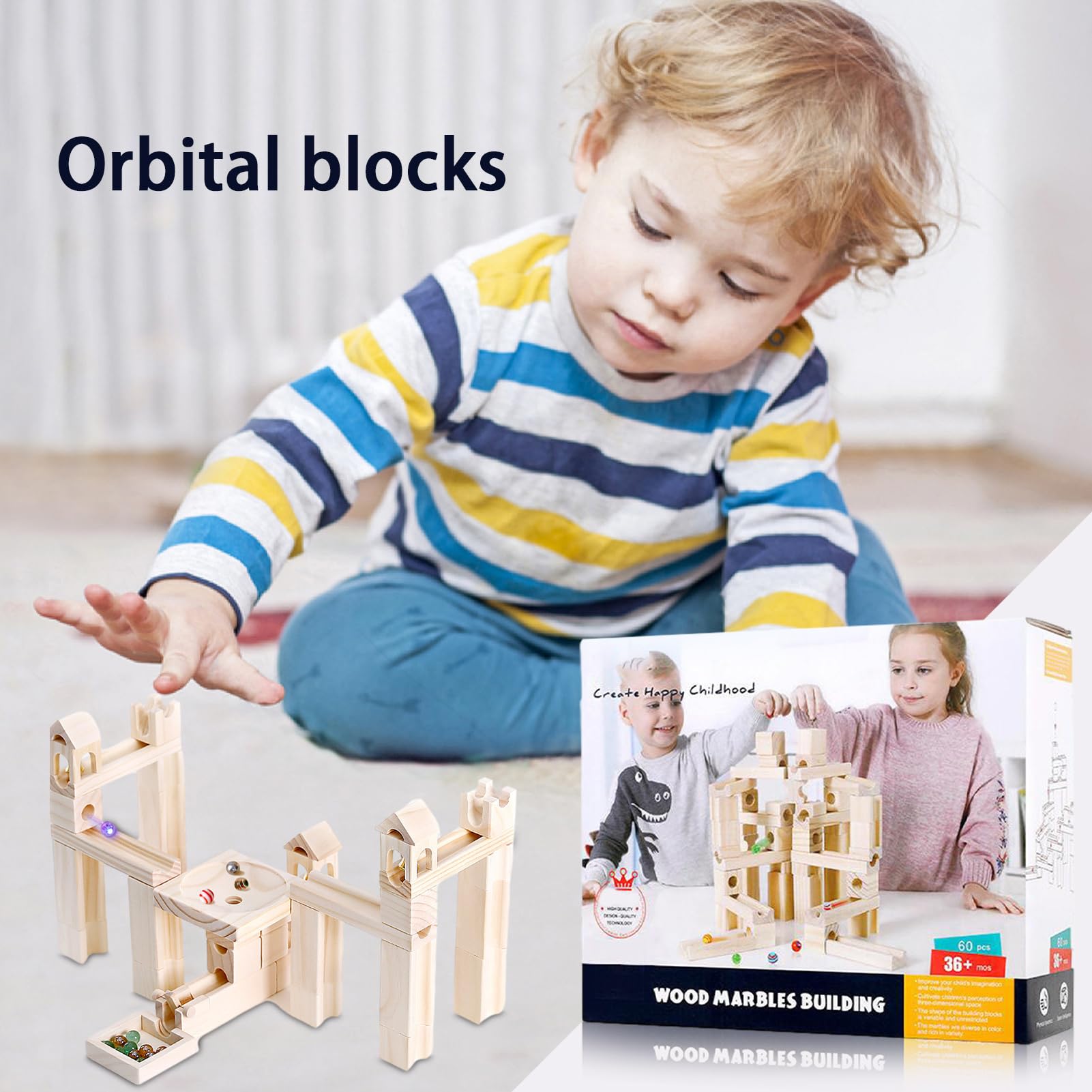 Tor dla Kulek 60 Kulek Puzzle Konstrukcyjny Zestaw Zabawowy | Drewniany Labirynt Z Torami Dla Kulek Z 60 Kulkami Dla Dzieci i Młodzieży Zabawka Edukacyjna STEM Prezent na Urodziny i