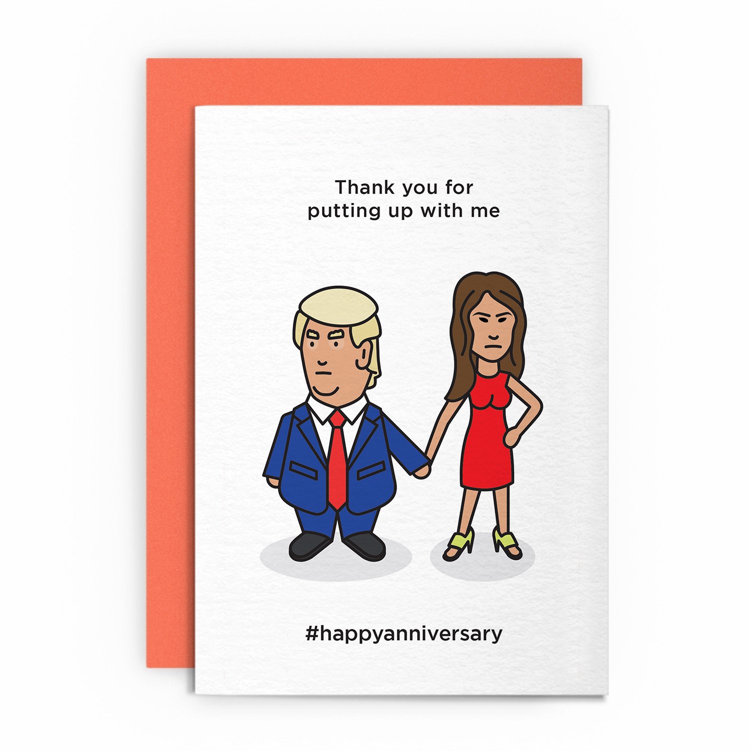 Anniversary Card Funny Donald Trump Wife Girlfriend Husband Boyfriend Wedding Dating Greeting For Her Him Joke Lol Thank You For Putting Up With Me Amazon Co Uk Office Products