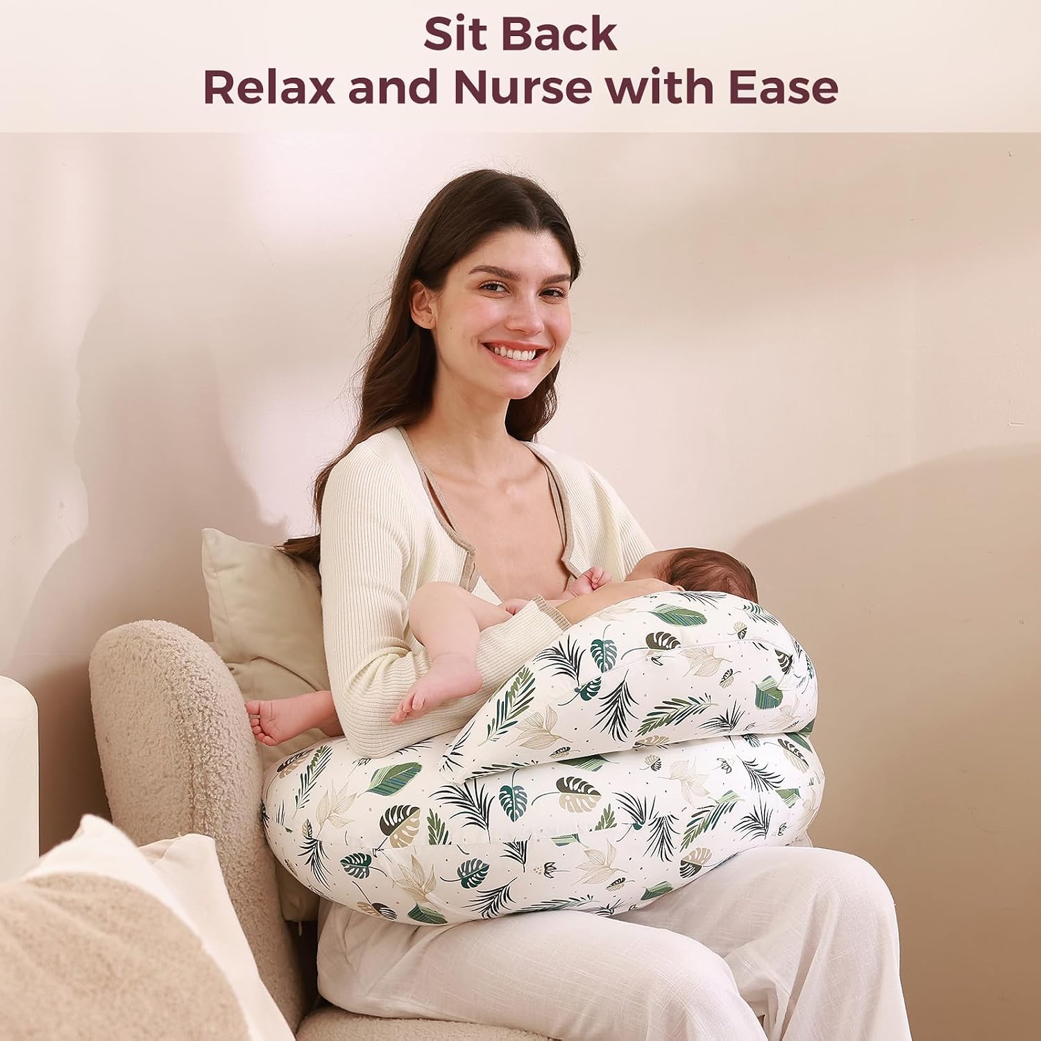 Momcozy Nursing Pillow Cover for Original Pillow- Pioneering Safety Fence - Plus Size Breastfeeding Pillow for Ergonomic Comfort & Support-Easier and Healthier Nursing, Cotton Cover Only