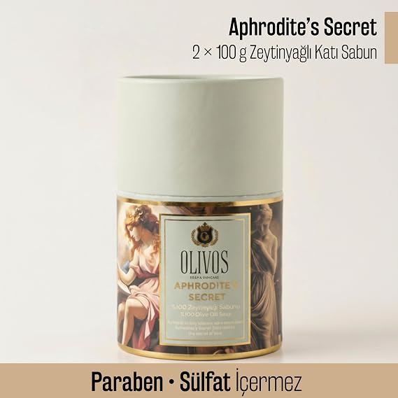 Olivos Geleneksel El Yapımı%100 Zeytinyağlı Katı Sabun | Beyaz Sabun Kokusu | Premium Kutulu | 2×100 g (Aphrodite’s Secret)