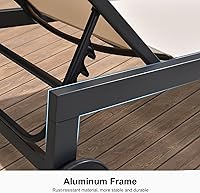 Vista 8 de PURPLE LEAF Sillón reclinable de aluminio para exteriores, 2 piezas, con ruedas y reposabrazos, para piscina, patio, playa, color beige