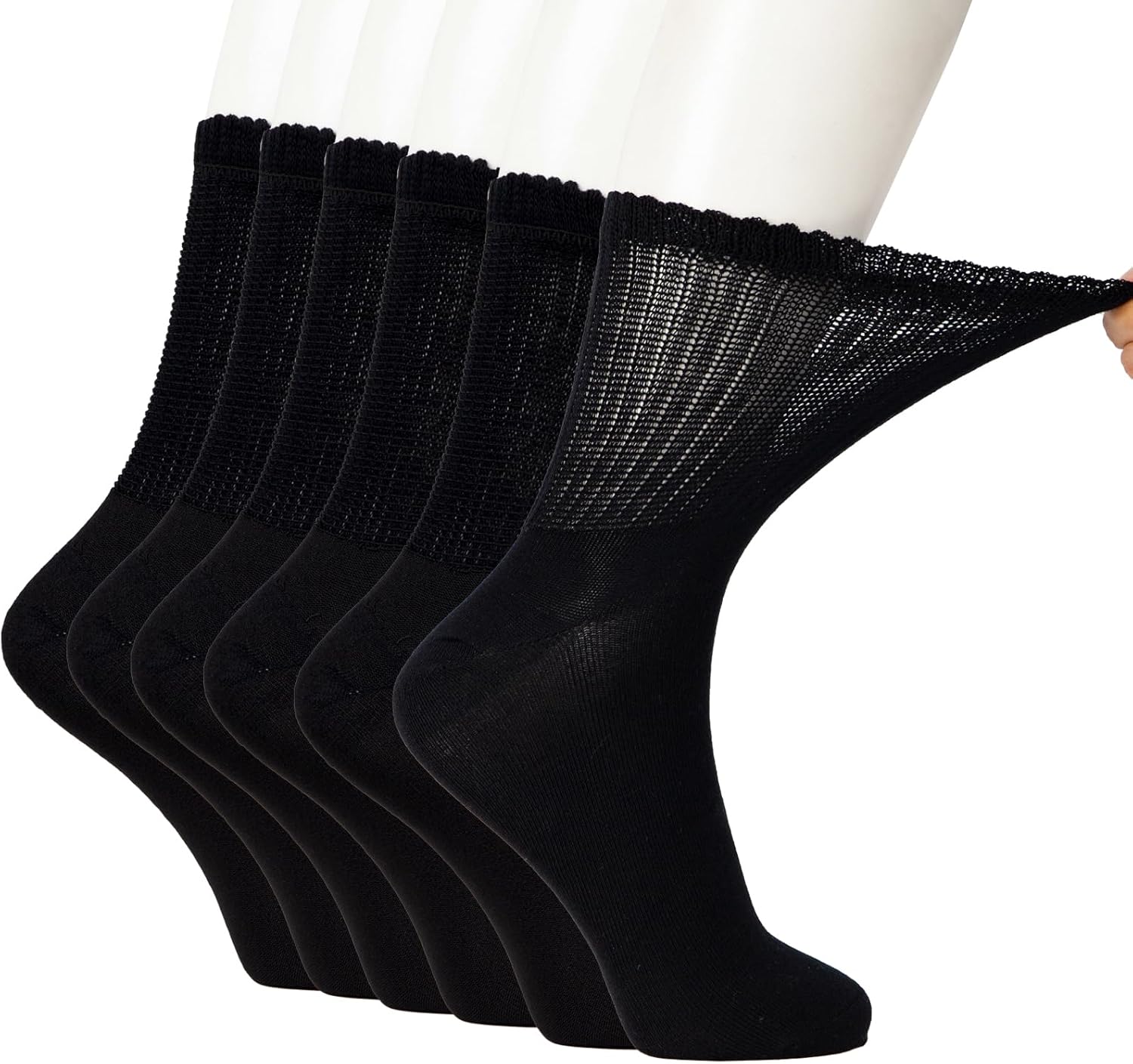 +MD Bamboo Viscose Ankle Diabetic Socks for Men & Women, 6 Pairs, Soft Cushioned, Non-Binding Loose Top, Extra Wide