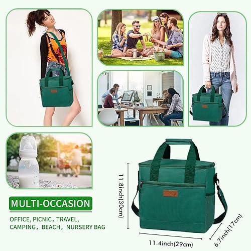 Miniatura 6 de iknoe Bolsa térmica grande plegable para 24 latas, bolsas aisladas a prueba de fugas con múltiples bolsillos para adultos, lonchera aislada para