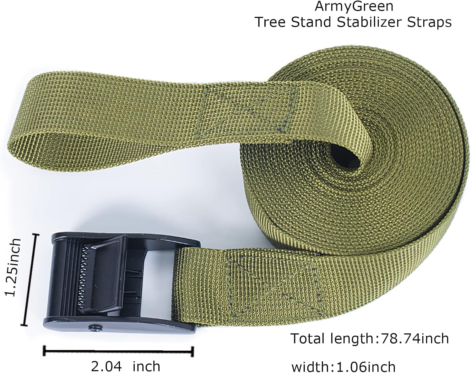 Tree Stand Stabilizer Straps, Tree Stand Accessories, Hunting Utility Strap with Loop End for Holding Climbing Tree Stand and Backpack, Hanging Trail Cameras and Holding Gear 4 Pcs (1'' x 78'')