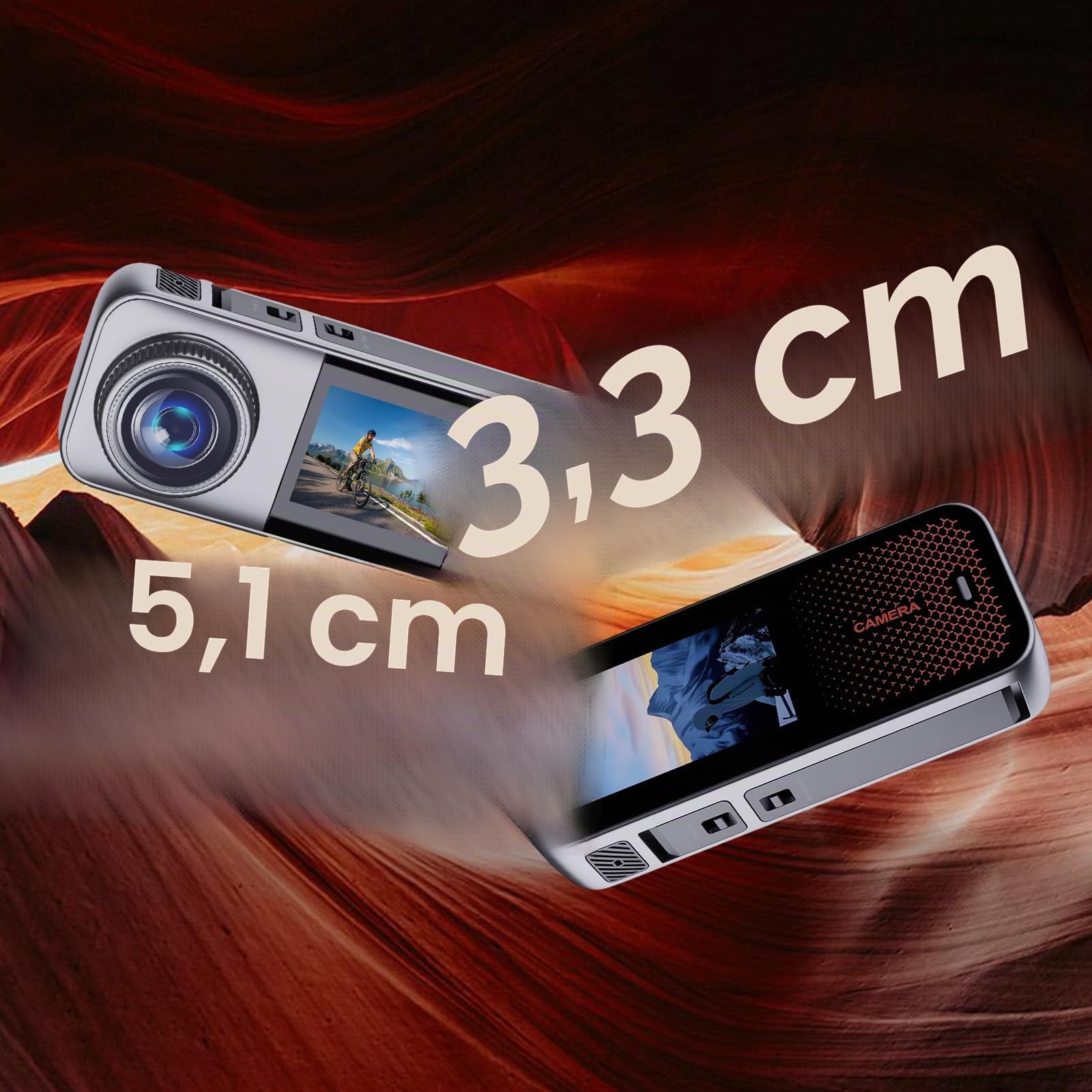 Dual Action Cam con Scheda 32G,Fotocamera Subacquea con due Batterie Ricaricabili da 1350 mAh e Set di Accessori