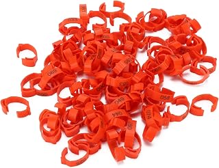200/500pcs Adjustable Chicken Foot Ring 5 Colors Numbered Identification Leg Rings Clip for Poultry Chickens Ducks Geese Parrot(Red,500pcs)