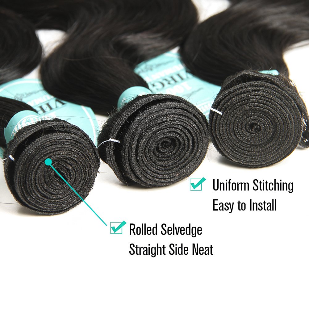 Body Wave Bundles HmtAfro 9A Grade 300 Gram Natural Color Hair Extensions (18'' 20'' 22'')