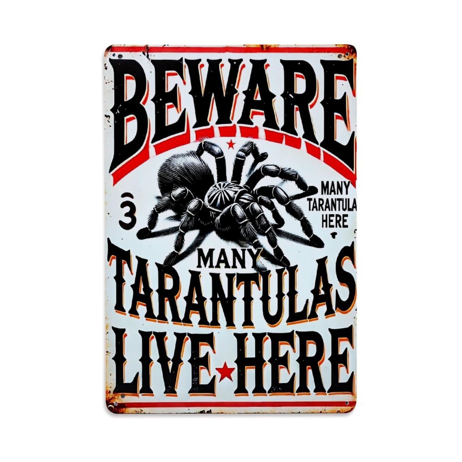 Jdyaojiesheng Vintage Beware Many Tarantulas Live Here Tin Sign Retro Metal Wall Decor Metal Poster, Home Bar Garage Farmhouse Cafe Wall Art Decoration 8X12inches
