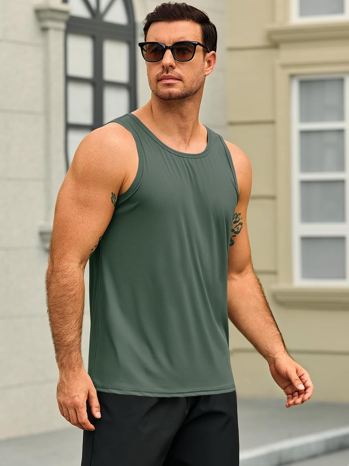 Runcati Mens Sleeveless Tank Tops Workout Muscle Gym Ribbed Shirt Athletic Bodybuilding Moisture Wicking T Shirts - Image 2
