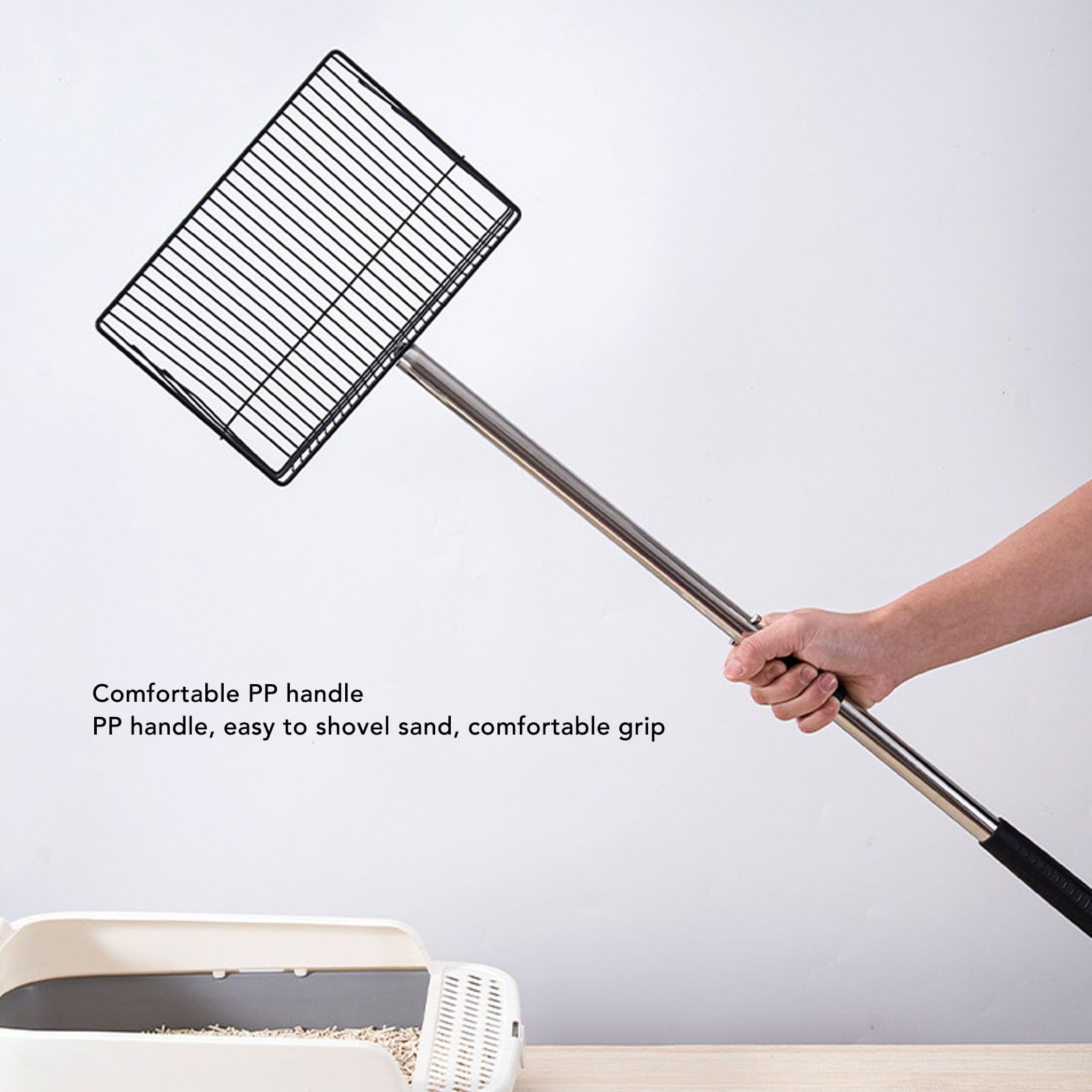 Cuchara grande de 9.8 pulgadas para excrementos de pollo con 5 asas extensibles, pala de arena para gatos, accesorios resistentes para gallineros, granja