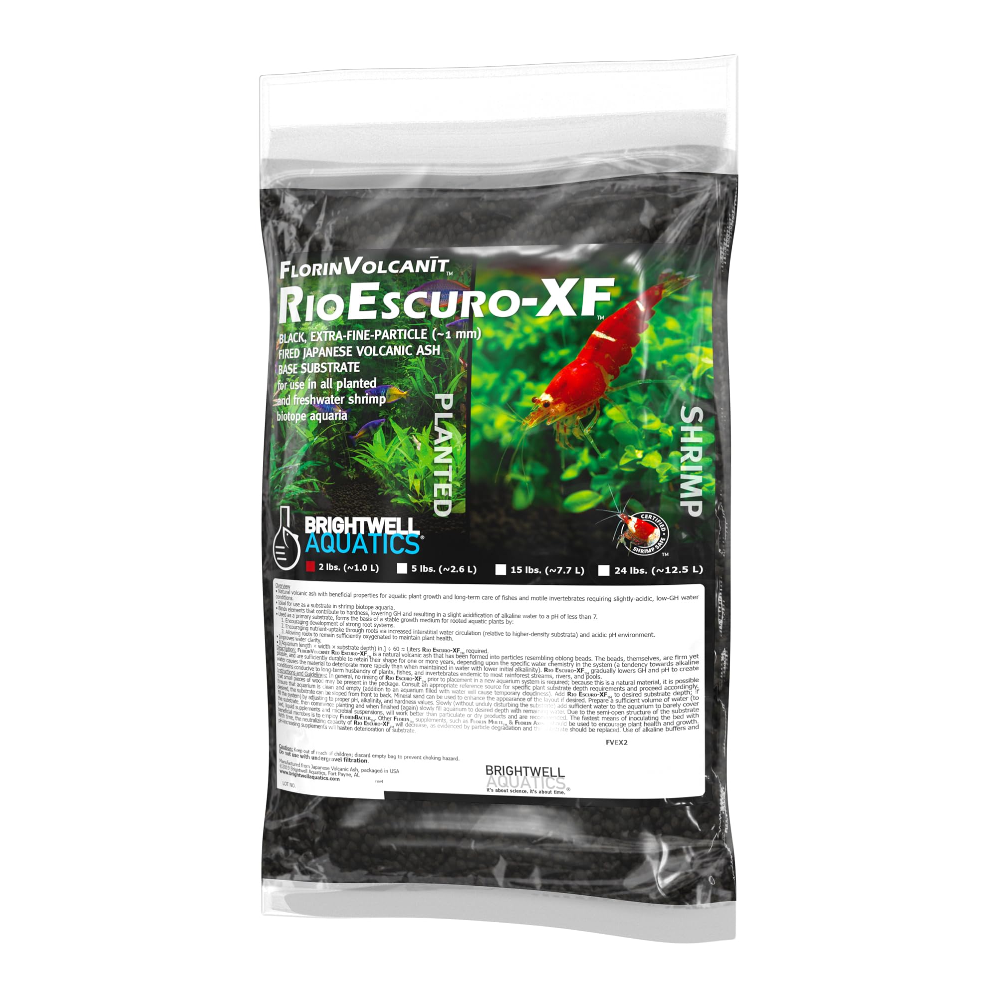 Brightwell Aquatics FlorinVolcanīt Rio Escuro-XF – Volcanic Substrate for Planted Aquariums & Shrimp Tanks – Lowers GH & pH – Supports Root Growth,