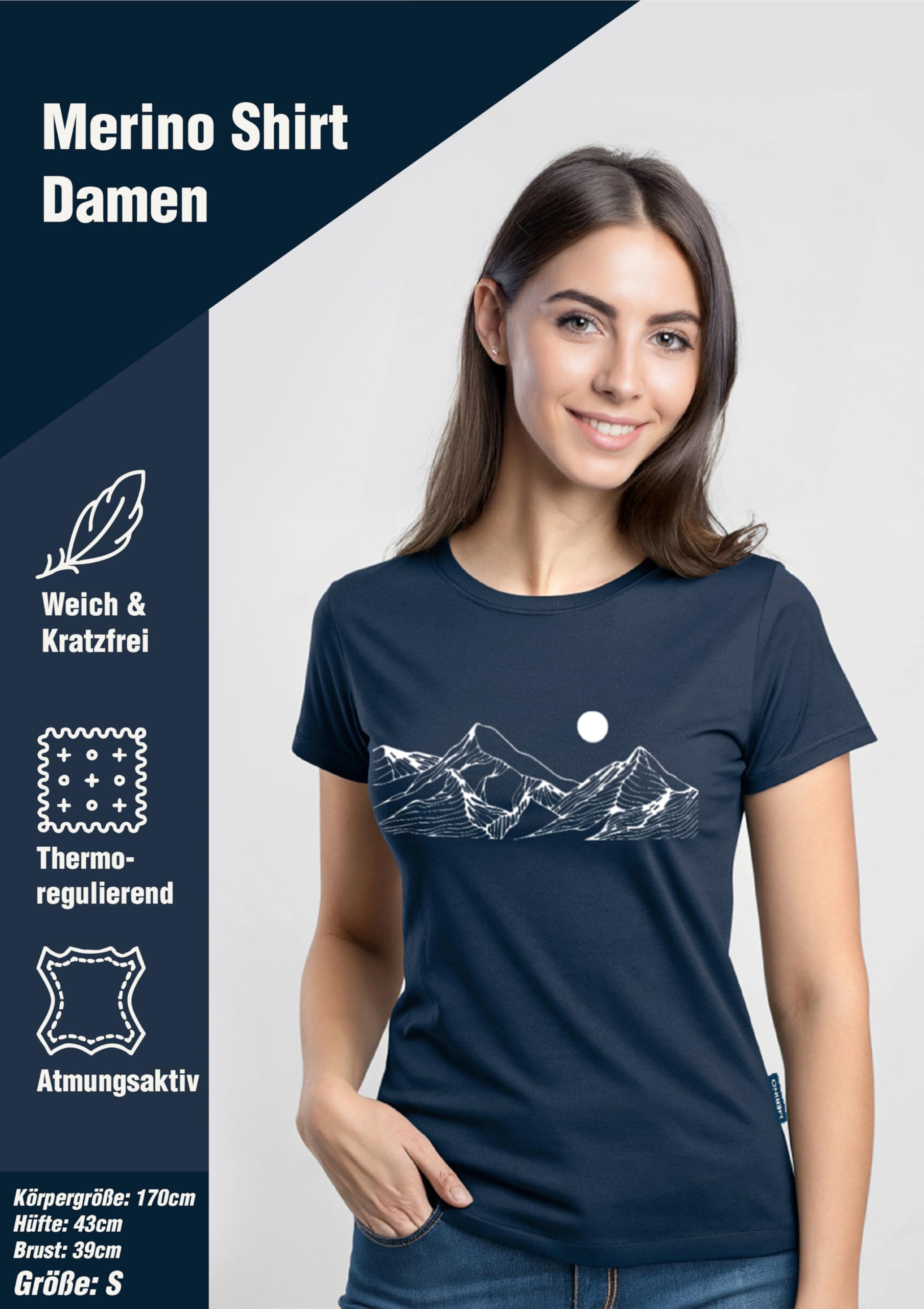 Merino T-Shirt Damen – Funktionsshirt für Trekking, Laufen & Alltag – Atmungsaktiv, Geruchshemmend, Schnelltrocknend, Weich