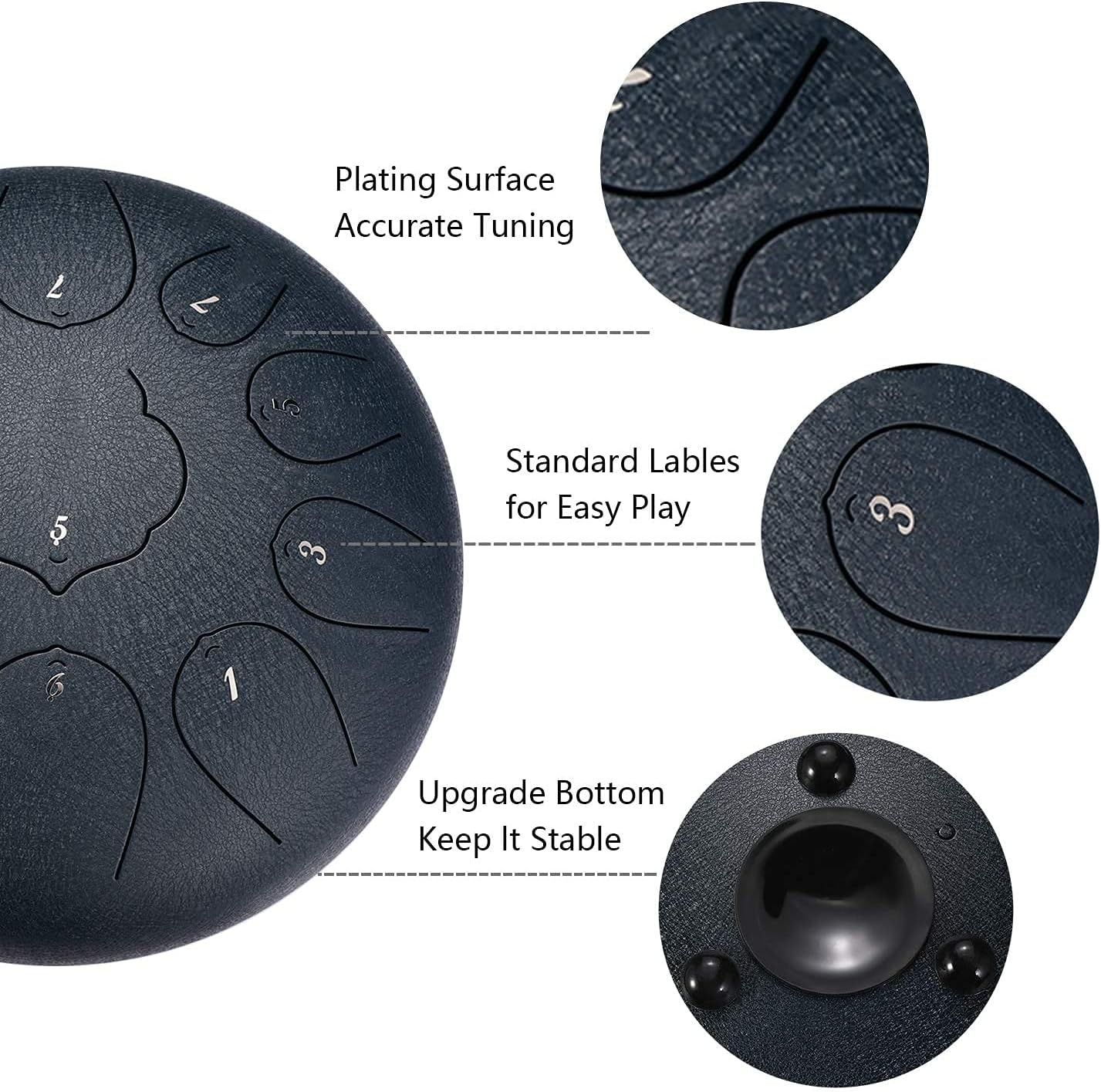 Steel Tongue Drum 10 Inch, 11 Notes Steel Drum for Kids/Adults, Tongue Drum for Beginners F Major, Tank Drum with Bag/Mallets,Chrome