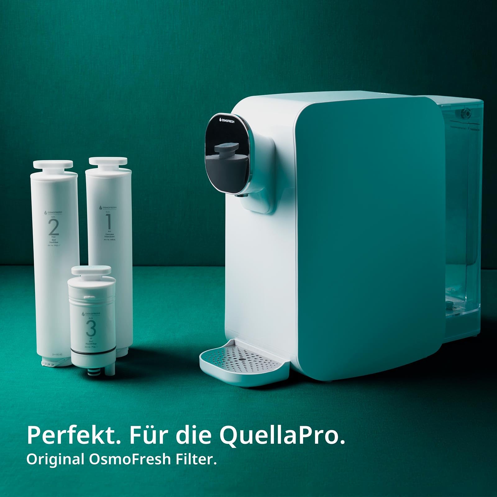 OsmoFresh Membran Osmoseanlage Quella Life & Quella Pro | 0,0001μm Poren | filtert jegliche Schadstoffen im Wasser Pestizide Uran Flourid Chlor Kalk Medikamentenrückstände Viren Bakterien Blei