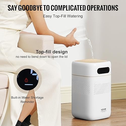 Miniatura 5 de VEVOR Humidificador Evaporativo para Toda la Casa 5L(1.32G) Humidificadores 538.2 pies cuadrados, 480 ml/h Humidificador de Humedad Fría Inteligente