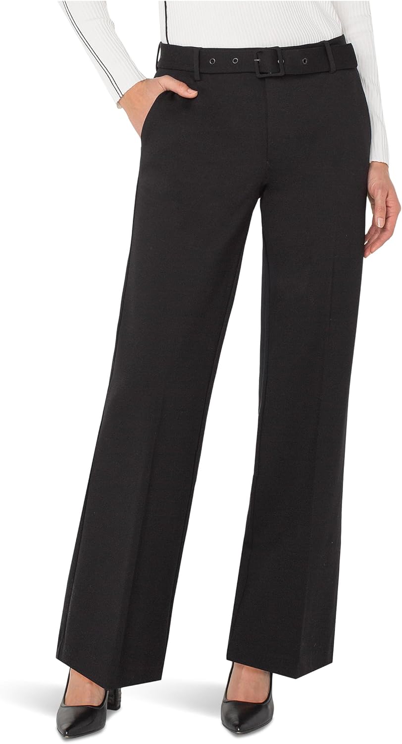 Liverpool Womens Kelsey Mid-Rise Wide Leg Trouser with Belt