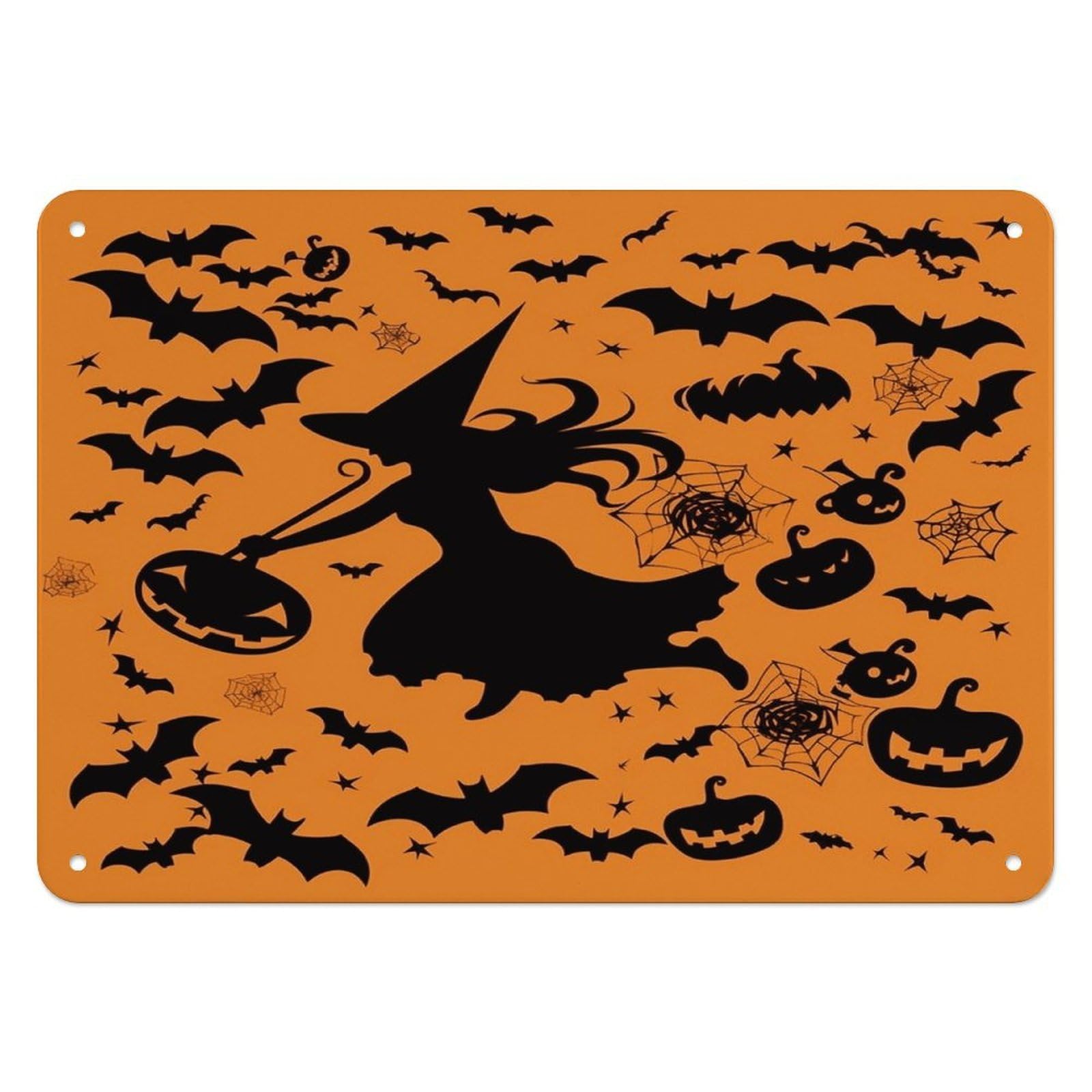 Btcowzrv Style Halloween Witch Flying Metal Sign, 5.5" X 7.9" Tin Wall Decor, Wall Art Plaques For Home Wedding Decor Room Living Room Decoration
