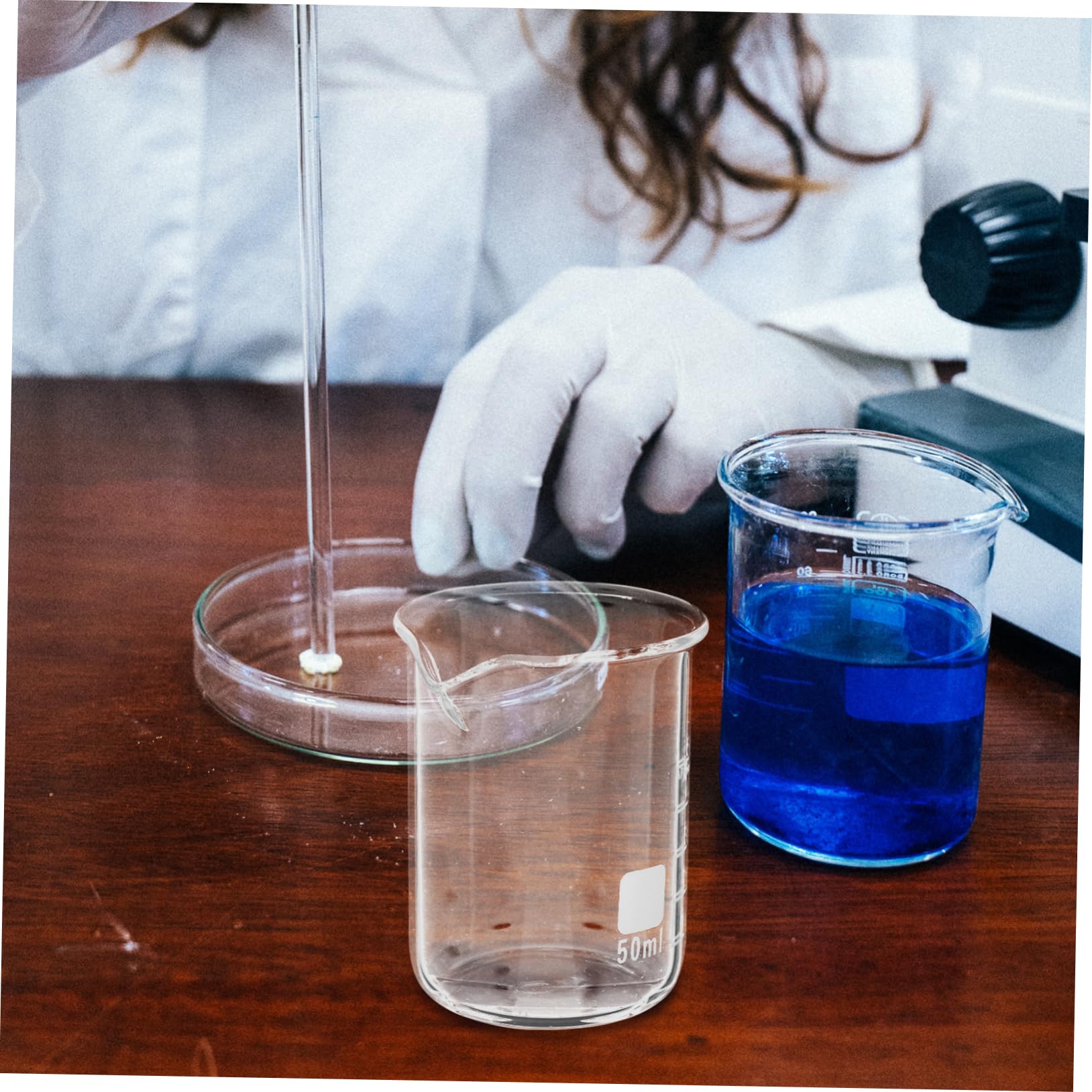 Vasos Medidores de Vidrio 50ml 6 Piezas Graduados para Laboratorio | Escala Clara, Resistencia a Altas Temperaturas, Medición Precisa y Vertido Suave para Líquidos y Pintura