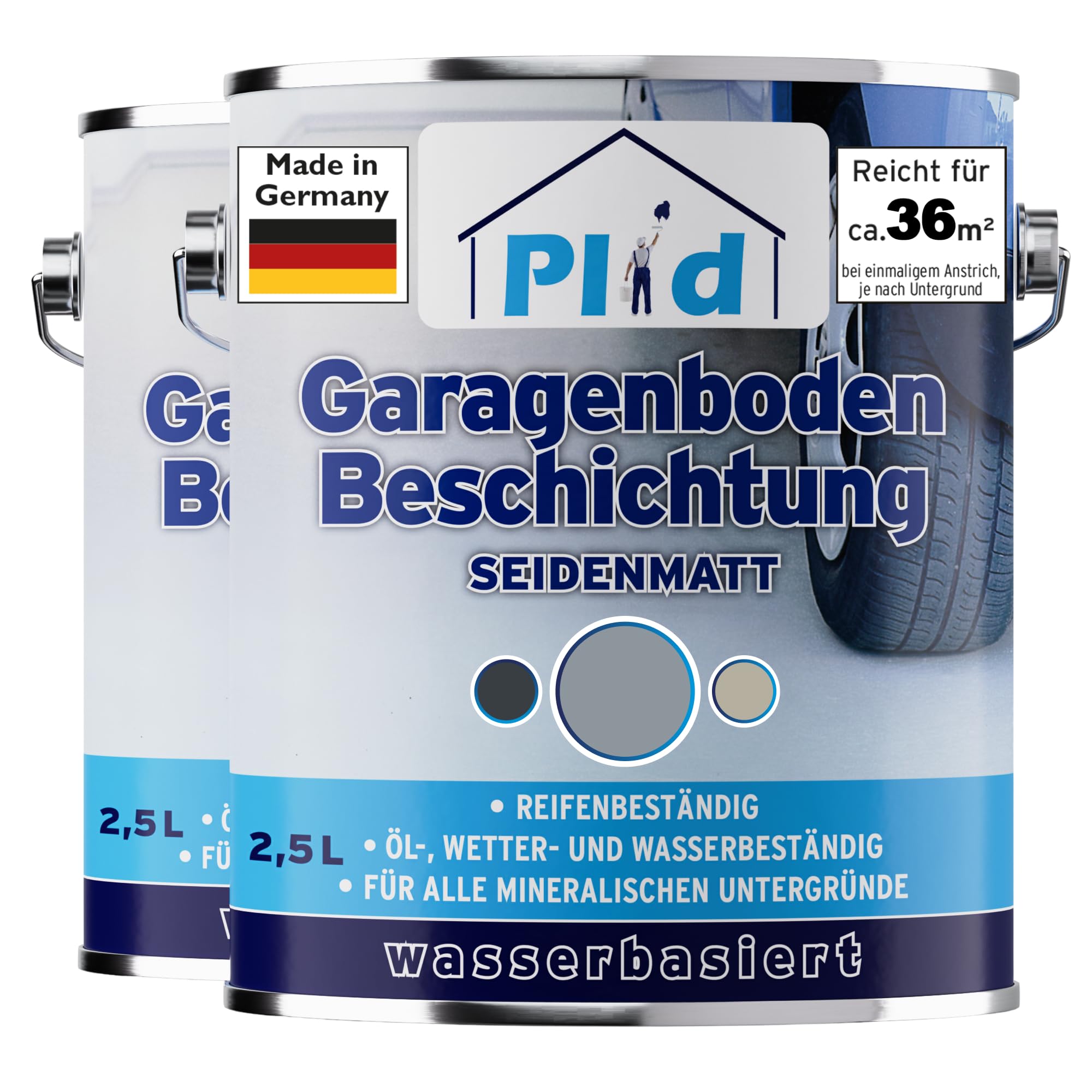 plid® Revestimiento de suelo de garaje para exterior e interior, resistente a las heladas [5L gris plateado] – Resistente al agua y a la intemperie – Pintura para suelo de garaje – Revestimiento