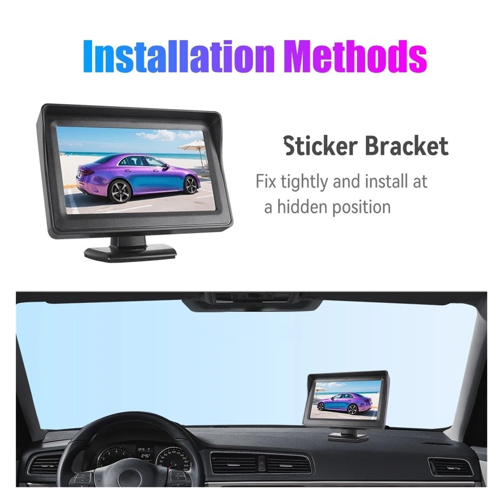 Cámara Visión Trasera Monitor para Estacionamiento Cámara Visión Trasera Visión Nocturna Impermeable Pantalla LCD TFT 4,3" para Marcha Atrás Cámara Trasera