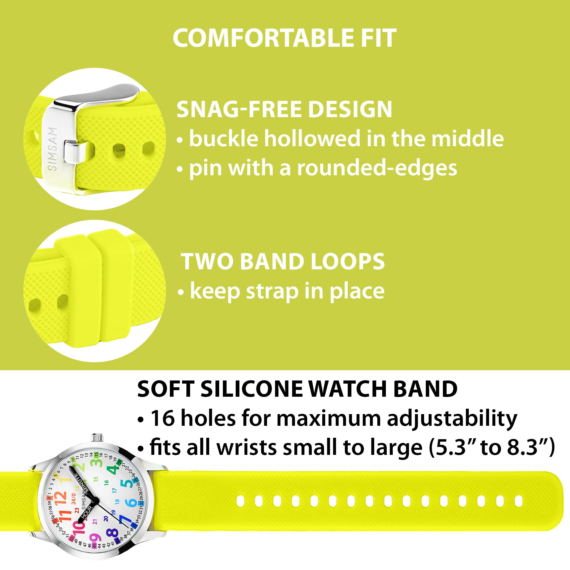 SIMSAM Reloj infantil para niños a partir de 6, reloj de aprendizaje para niños a partir de 8, reloj infantil para niñas de 10 años, reloj de pulsera para niños de 12 años, reloj de pulsera para niñas
