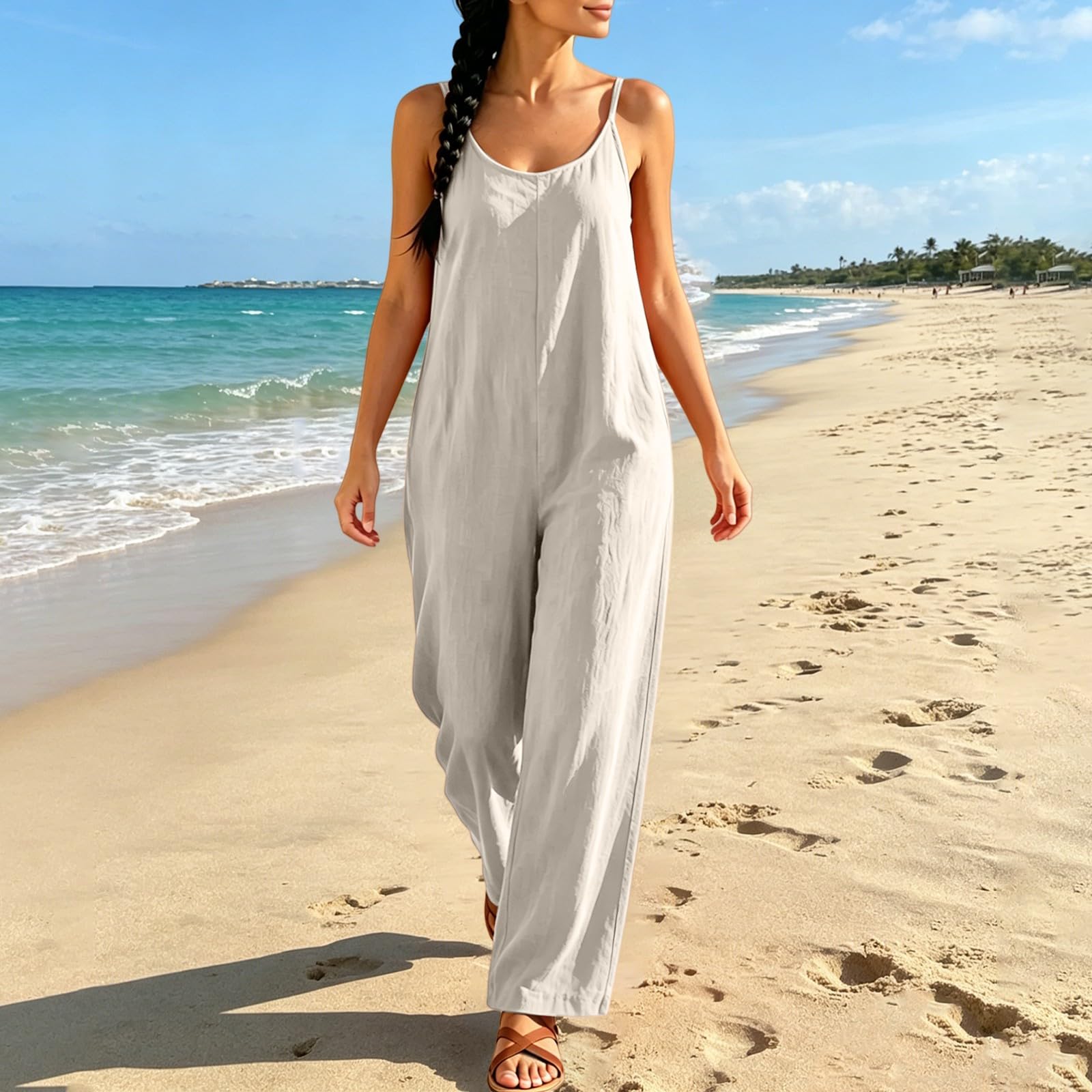 Overall Damen Sommer - Jumpsuit U-Ausschnitt Romper Mit Spaghetti Strap
