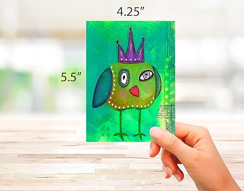 Miniatura 3 de Small World Greetings Quirky Bird - Tarjetas de notas de 24 unidades, interior en blanco con sobres, tamaño A2 (5.5 x 4.25 pulgadas), para todas las