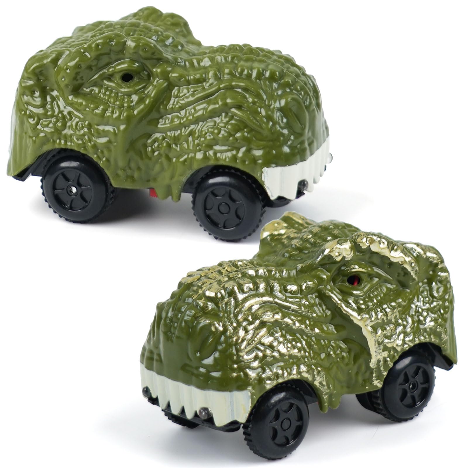 GIAT Dinosaur Track Car Accessories - Birthday Gifts for 3 4 5 6 7 Year Old Boys - 2 Pack LED Light Up Car Toy for Kids Ages 3-5 5-7, Compatible with Most Tracks