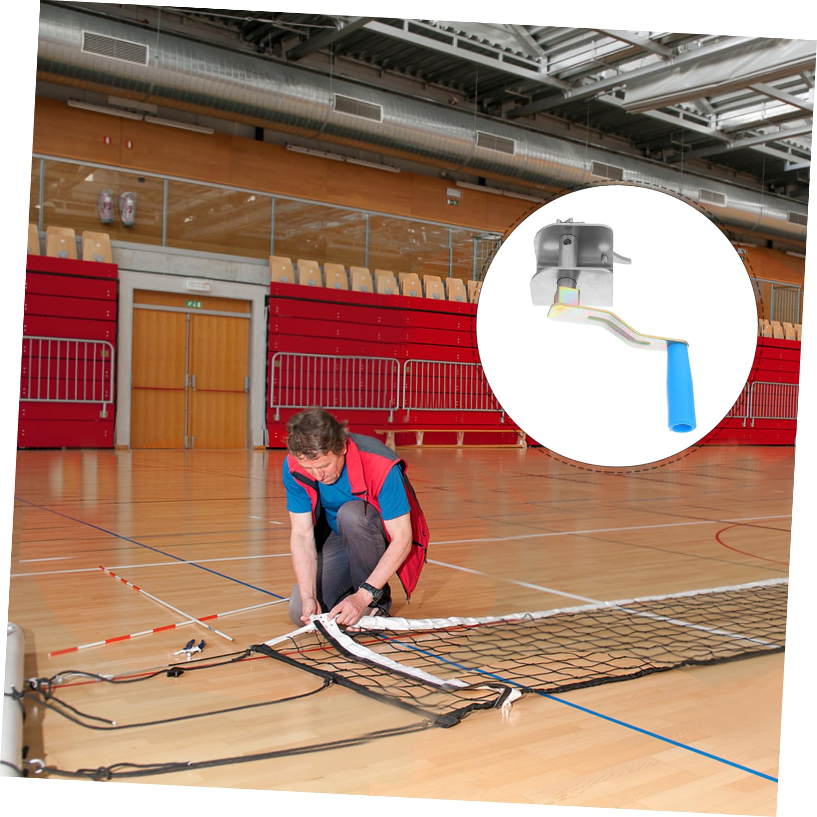 Handkurbel für Badminton und Volleyballnetze mit Schneller Montage Saitenspanner aus Eisen Tragbares Design für Outdoor Sportplätze und Training