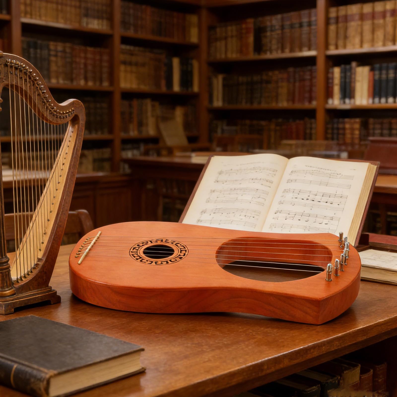 Arpa Lira per Principianti: Strumento Arpa a 7 Corde - Lira Classica in Legno per Principianti e Professionisti - Presente per gli Amanti della Musica