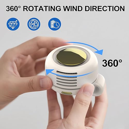 Miniatura 4 de TFQXA1Z Ventilador portátil silencioso sin aspas, ventilador recargable - Enfriamiento de cintura y cuello manos libres, 3 velocidades, 6 horas de