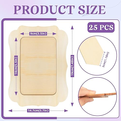 Vista 16 de Paquete de 15 marcos de fotos de madera para manualidades, marcos de fotos de madera para fotos de 4 x 6 pulgadas, marcos de fotos de pie sin