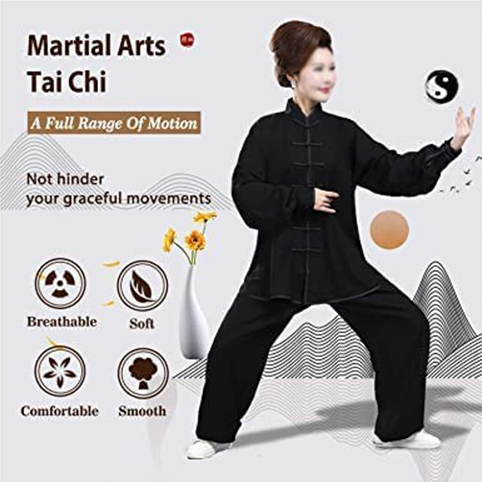 Tai Chi Anzug Freizeit Einfarbig Kampfkunst Anzug Unisex Baumwolle Leinen Kung Fu Uniform Traditionell Chinesisch Kostüm Meditation Qigong