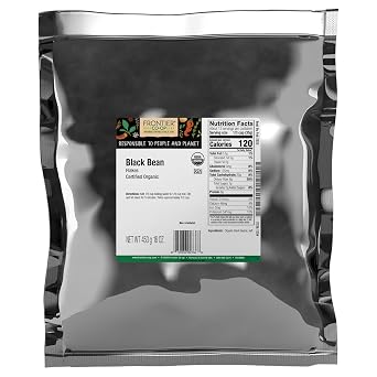 Frontier Co-op Organic Black Beans Flakes 1lb - For Black Bean Burger Patties, Dry Bean Soup Mix, Black Bean Dip and More