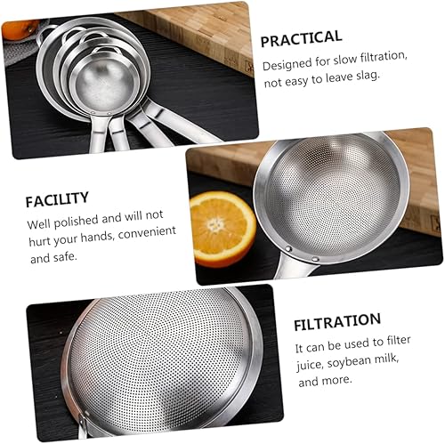 Miniatura 9 de DECHOUS Colador de malla de acero inoxidable, filtro de malla fina, cuchara de alambre de cocina, espumadera ranurada, colador de mango largo