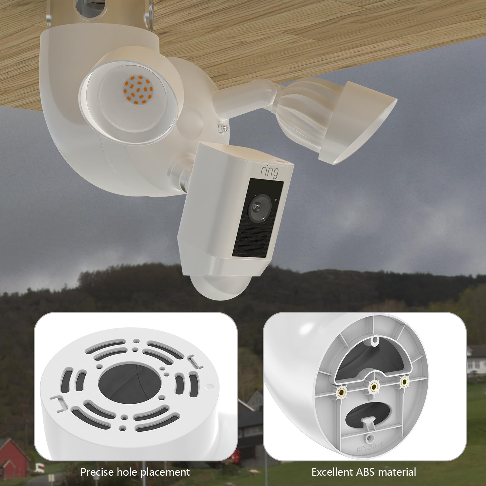Supporto da parete per telecamera con proiettore ad anello con cavo Pro/Plus e lampeggiante, angolo regolabile per telecamera di sorveglianza interno/esterno, custodia protettiva stabile in ABS,