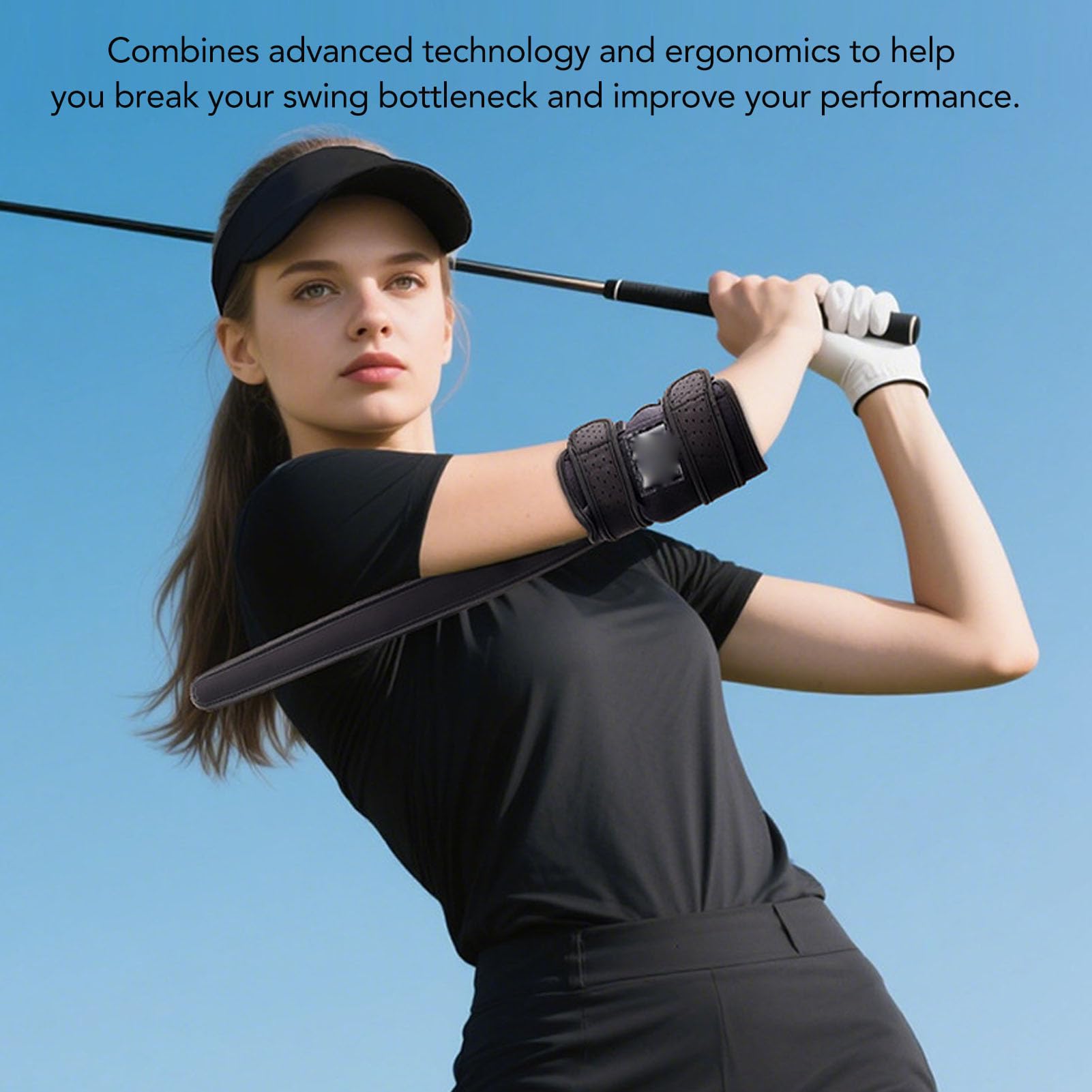 Asixxsix Club Swing Trainer Ellbogenklammer, Gerade Arm Golf Swing Trainer mit Sound Feedback, Einstellbarer Elastischer Latex -Verbundstoff für Rechts Links -Hand -Spieler Männer Frauen