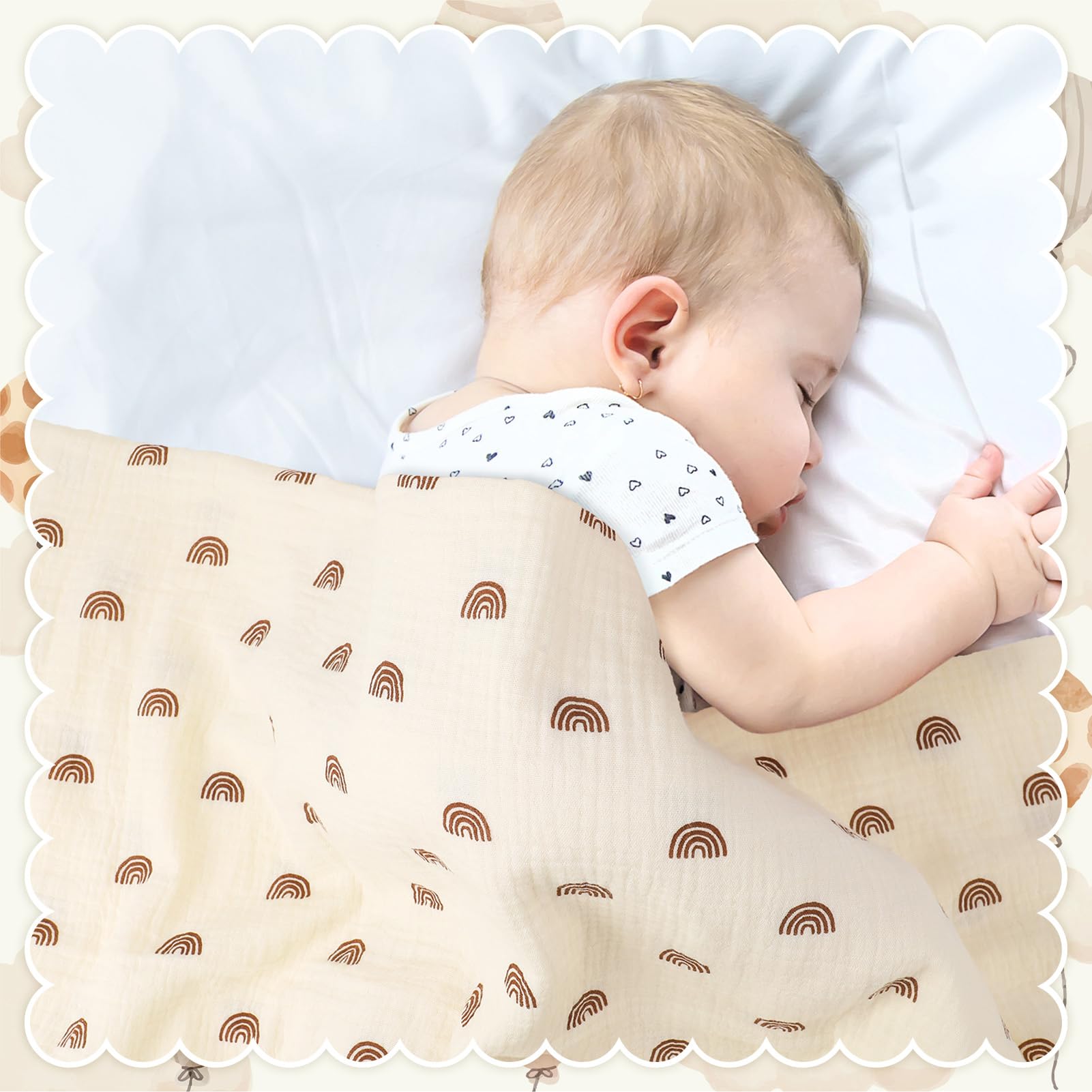 GSrenyu Lot de 2 chiffons en mousseline pour bébé 100 x 100 cm - Couverture d'emmaillotage - Grande mousseline - Essentiels pour nouveau-né