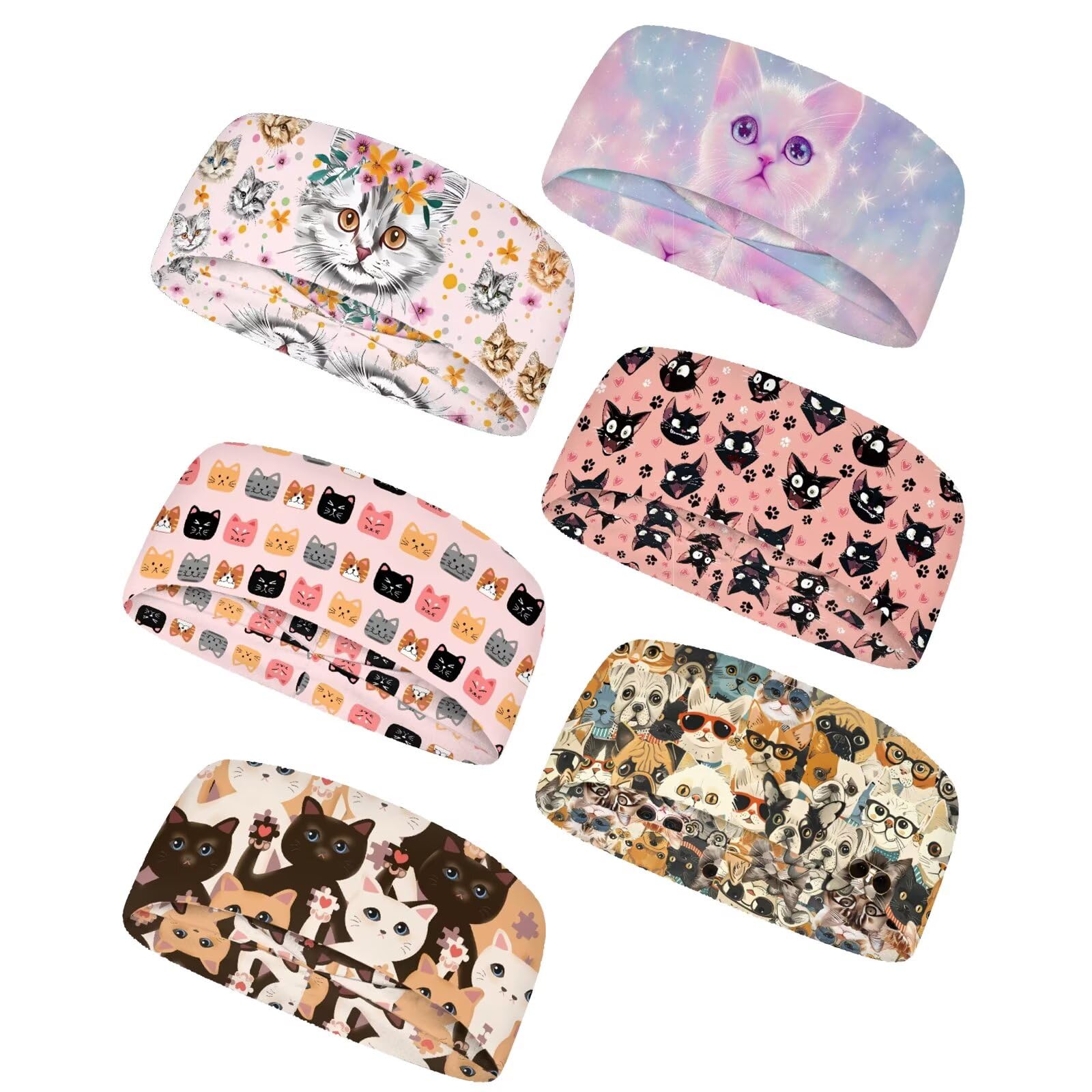 Forchrinse Sunflower with Text Print 6Pieces Sport Sweatband Headband for Soft Elasitc Headband Hair Bands Unisex Outdoor Sport Headbands