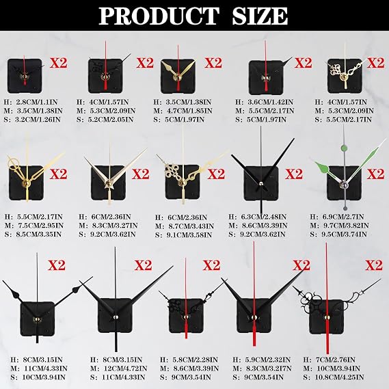 30Sets Quartz Clock Movement Silent Quartz Clock Mechanism Kit Hands and Motor Mechanism Quartz Clock Motor Wall Clock Movement Kit for Repair Replacement DIY Wall Clock Garden Clocks Cross, Black