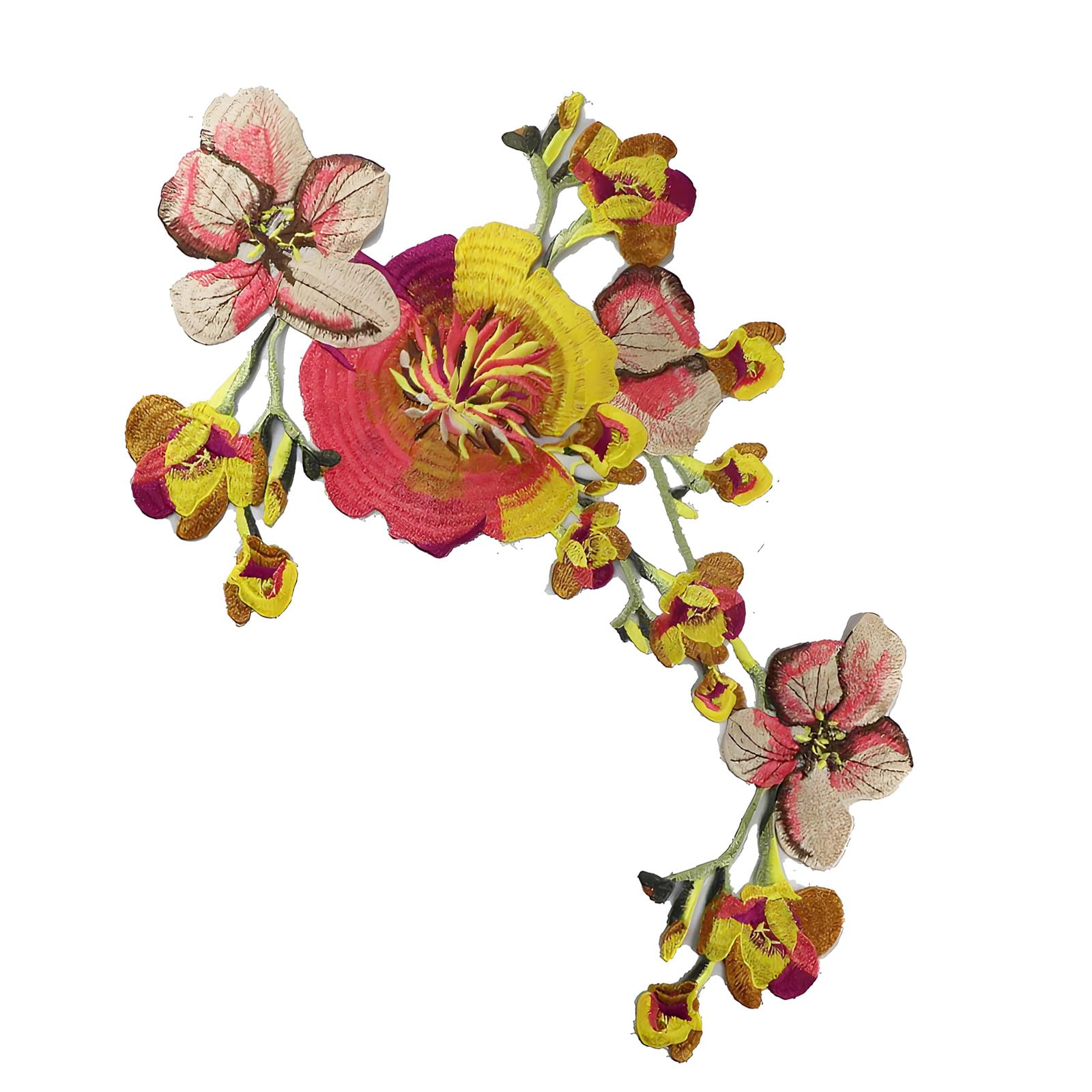 Buxuaaaa Yellow Embroidery Sticker Sewing On Polyester Applique For Jackets Dress Shirts Traditional Outfit Clothing Decoration Qipao Dress Decoration