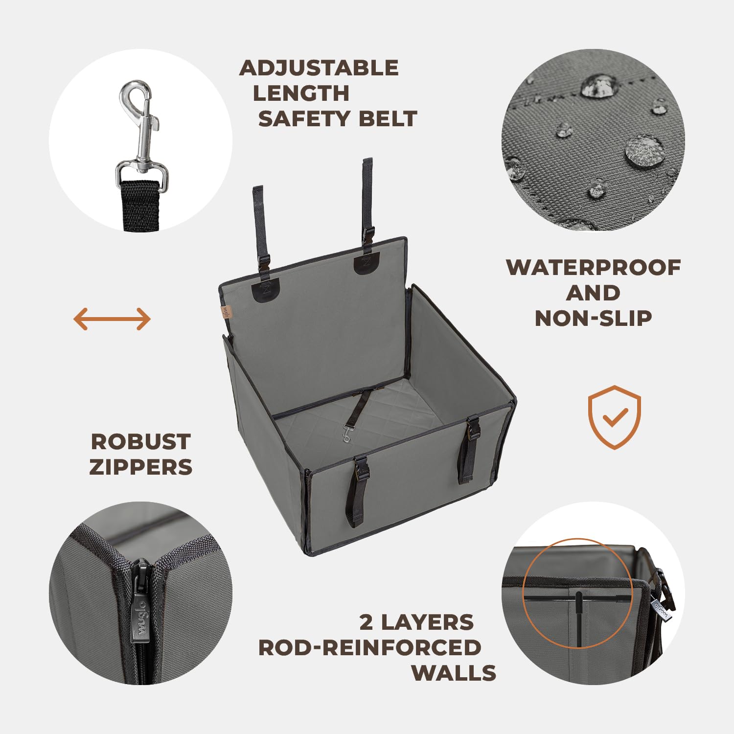 Wuglo Extra Stable Dog Car Seat Reinforced Car Dog Seat for Medium