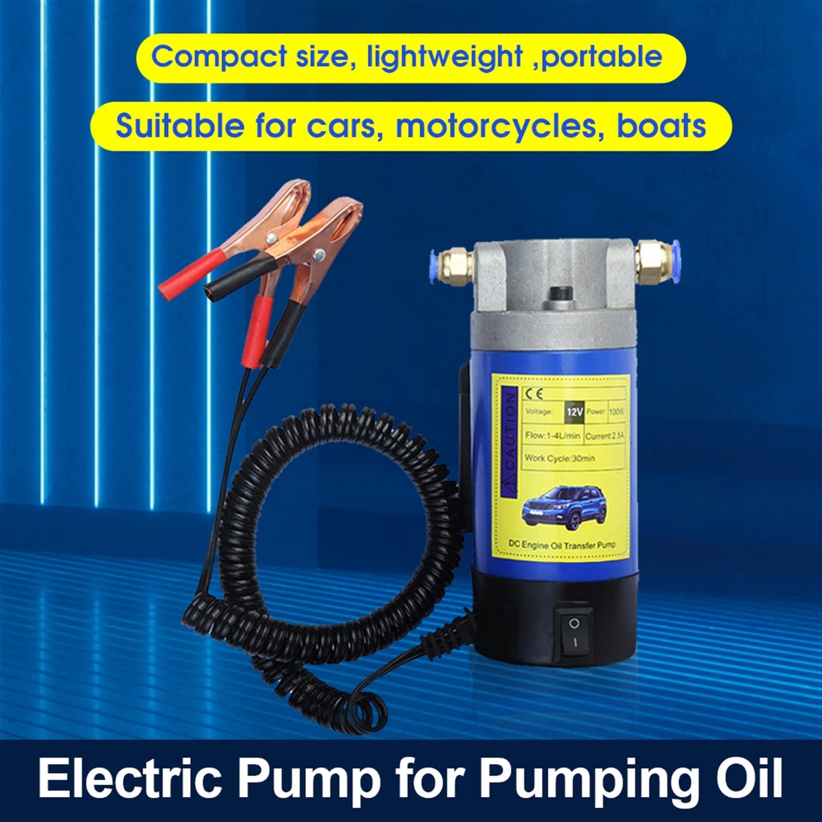 Mini Bomba pequeña Bomba for bombear Aceite Bomba eléctrica 12 V 100W Transferencia de Aceite portátil Extractor de la Bomba de succión de Fluido Herramienta de sifón for la Bote del m