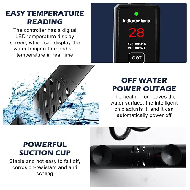 Foto 6 de 8 de BORDEAG 50W Mini Aquarium Heizstab Quarzrohr, Digital Aquariumheizer, Intelligenter Aquarium HeizController