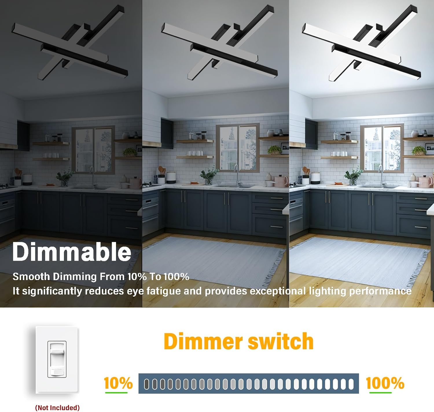 ETL 24 inch Flush Mount LED Ceiling Light Dimmable Modern Ceiling Light 5700K Daylight Transformable 55W Ceiling Light Fixtures for Dining Room,Kitchen,Hallway,Bedroom,1 Pack-ETL Listed